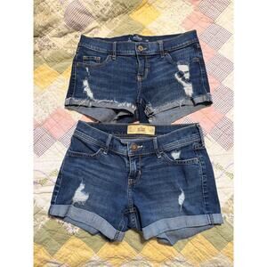 Hollister Y2K Micro Denim Shorts Size 1 W25 Low Rise Distressed Cuffed 2010s